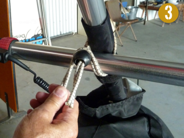 Fig 3: Hook free end around ball